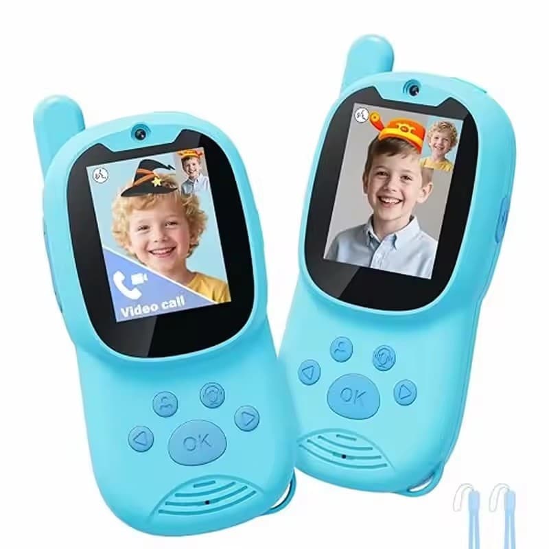 Walkie-Talkie Infantil Com Câmera De Vídeo | Brinquedo De Comunicação Sem Fio Tela LCD Alcance Até 400m