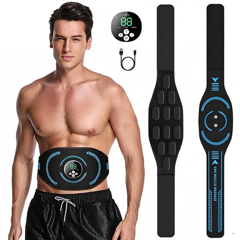 Estimulador ABS Inteligente Tonificação Abdominal Cinto Toner Muscular Carga USB Modelagem Corporal Fitness Massagem Tre