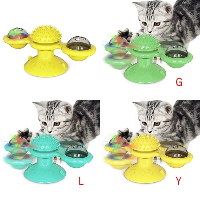 Gatos De Estimação Brinquedos Girando Quebra-Cabeça Treinamento Plataforma Giratória Suprimentos Moinho De Vento Tipo Bo