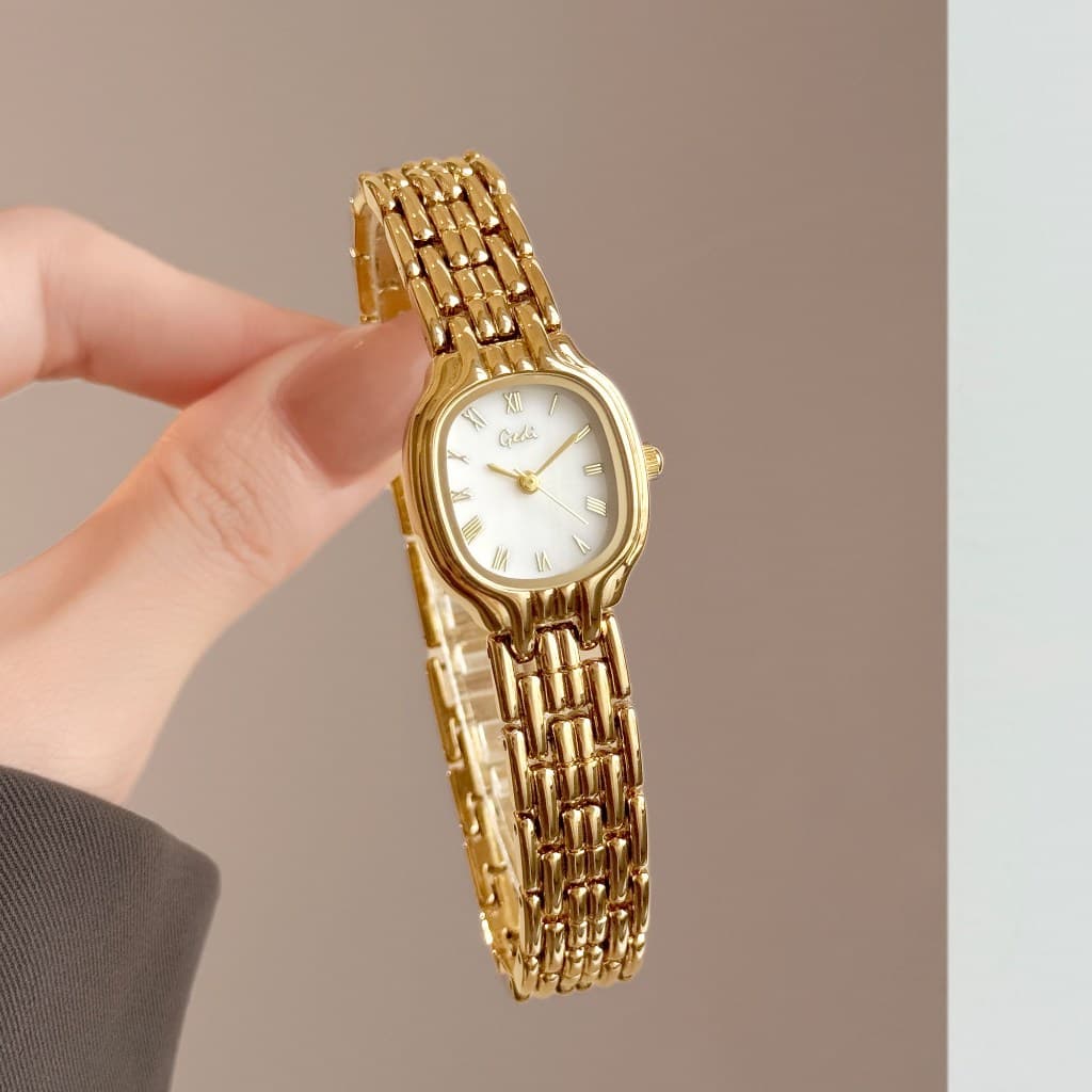 GEDI Relógio Feminino Vintage Dourado Com Mostrador Luxuoso Elegante De Pulso De Quartzo À Prova D'água