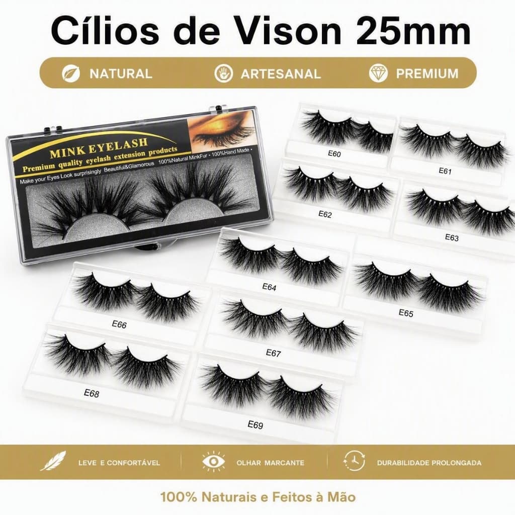 Cílios Postiços De Vison 3D extra Longos De 25 Mm , design Exagerado De Estilo Ocidental Grosso E Fofo , Maquiagem De Pa