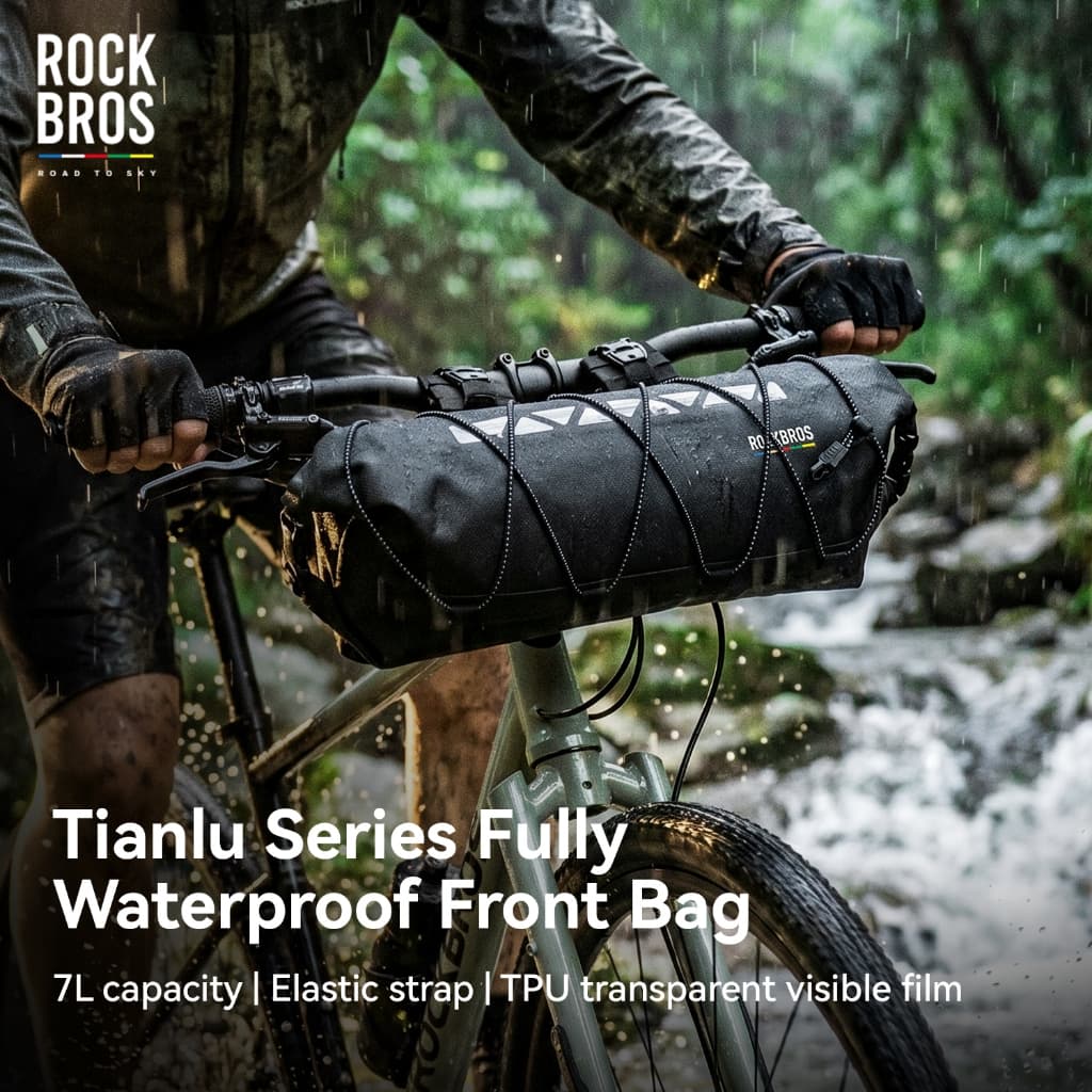 Bolsa Para Guiador De Bicicleta ROCKBROS 7L Frontal À Prova D'água Roll-Top Com Faixa Reflexiva Acessórios De Ciclismo M