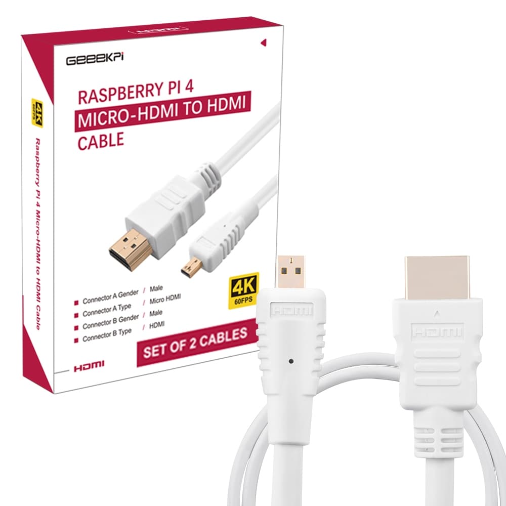 52Pi 2PCS 4K Micro HDMI Para Cabo Macho , Compatível Com Raspberry Pi 4/5