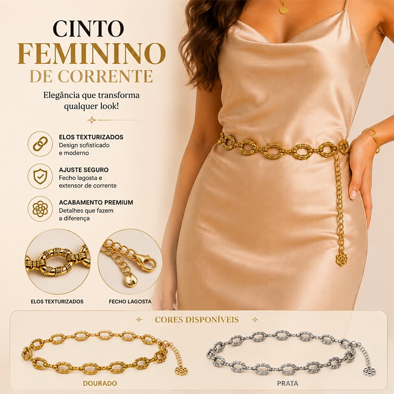 Cinto ajustável de corrente de Metal misto feminino estilo influenciador FY2204-398