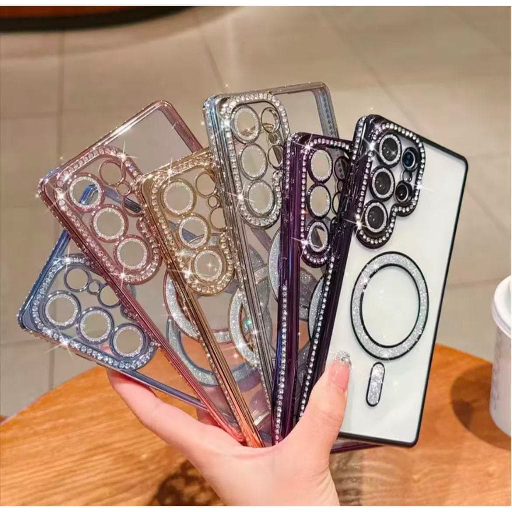 Para Samsung Galaxy S26 FE 5G A27 A37 A57 A08 A18 Capa , Brilho Magnético Transparente Gradiente De Luxuoso Banhado A TP
