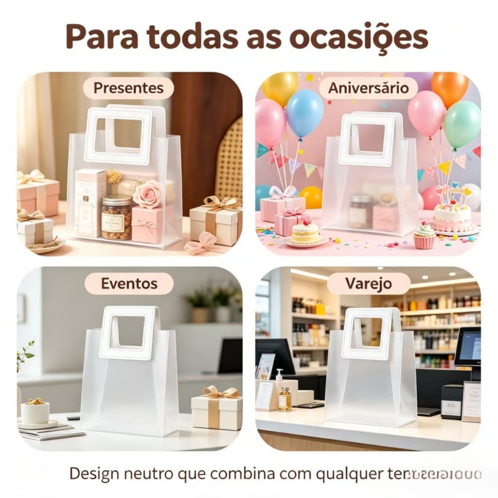 Kit 30 Sacola de Presente Embalagem Mimo Fosca com Alça Quadrada em Material Sintético