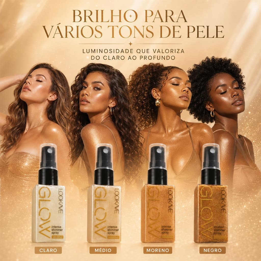Spray Iluminador Lookave " Gringa-Style " Para Pernas E Décolletagem – Efeito Brilhante