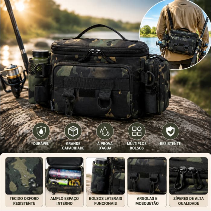 Mochila Para Isca De Pesca, Bolsas Impermeáveis Equipamento Crossbody Compactas De Ombro