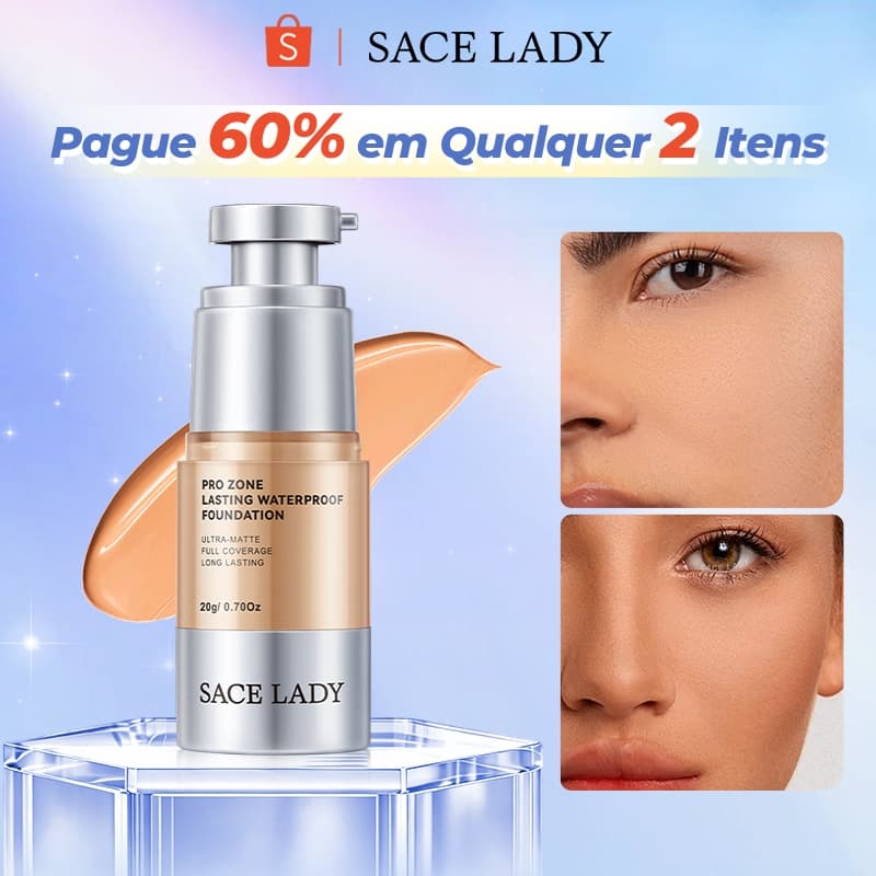 Base Líquida Matte SACE LADY Alta Cobertura 24h Impermeável Acabamento Perfeito Maquiagem