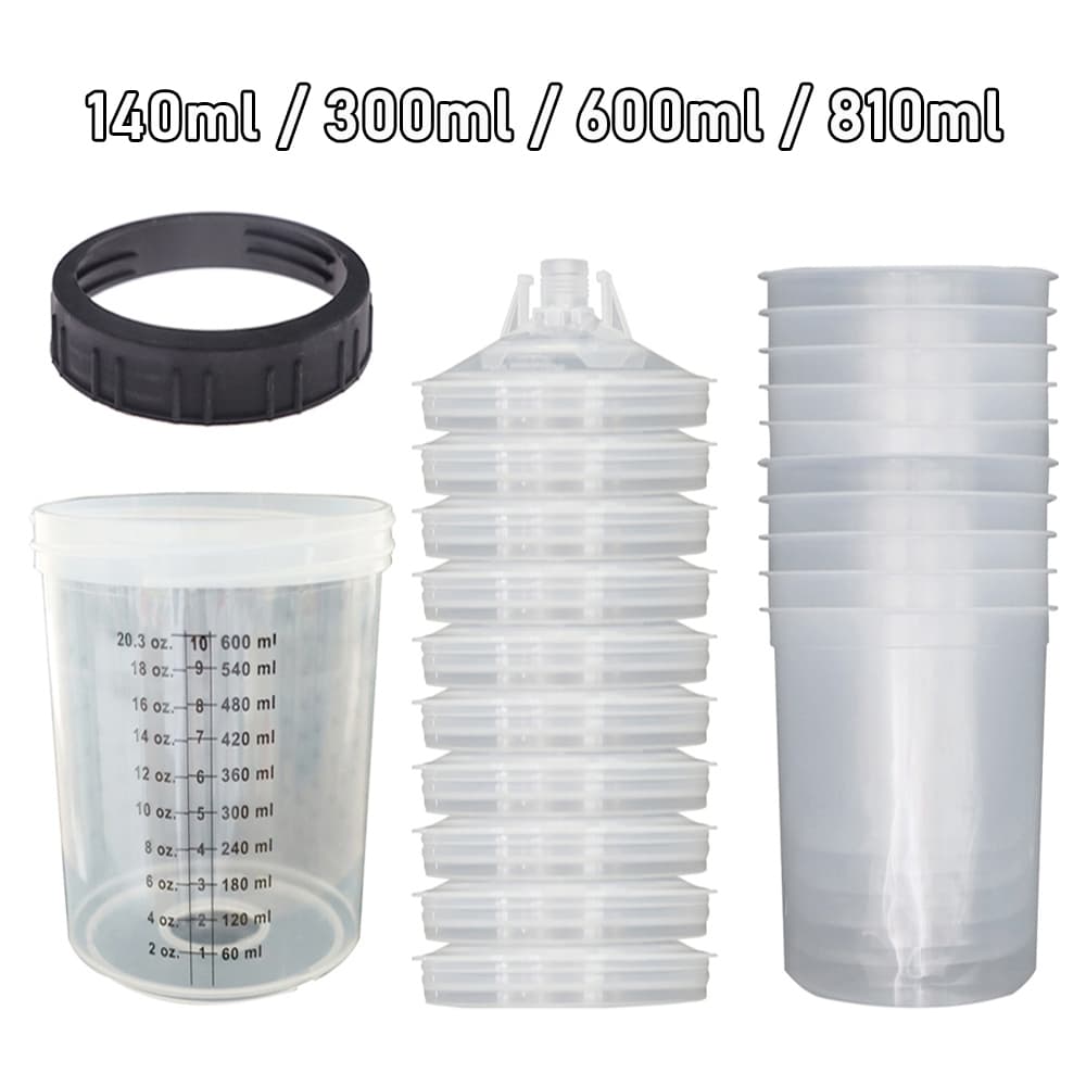 10 Pçs Pistola De Pintura Copo De Mistura H/O Rápido Tanque 140ML/300ML/600ML/810ML Descartável