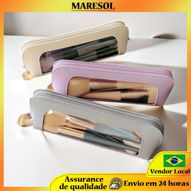 MARESOL Pequeno Portátil Simples Requintado Transparente Pincel de Maquiagem Bolsa de Armazenamento Lápis de Sobrancelha