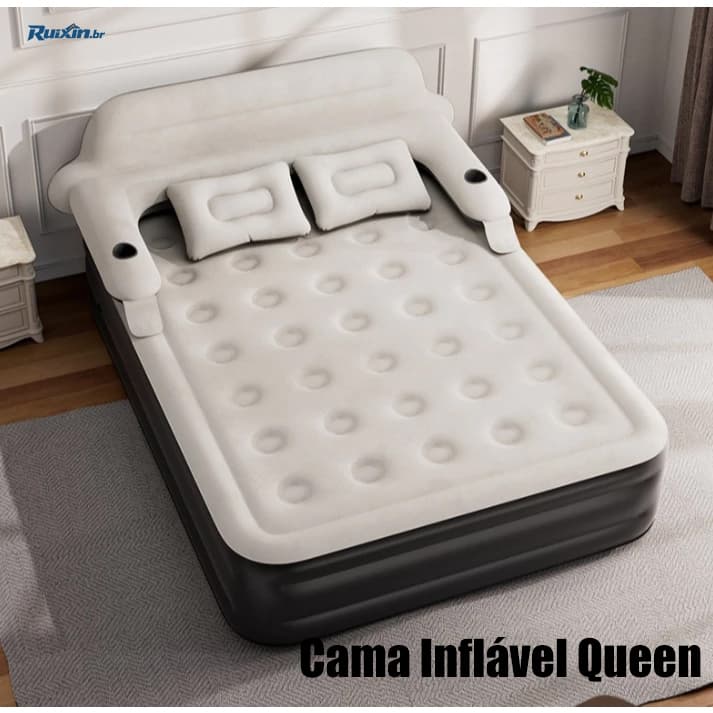 Colchão Inflável Queen Com Encosto Bomba Elétrica Embutida /Colchão Inflável Casal