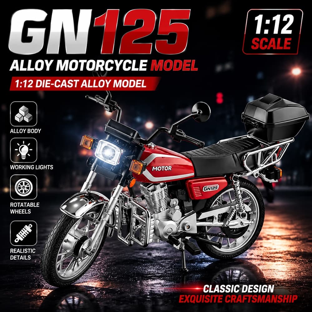 Gato Flor De Motocicleta Em Liga 125,1 : 12 , Um Carro De Brinquedo Com Efeitos Sonoros E Leves Para Crianças