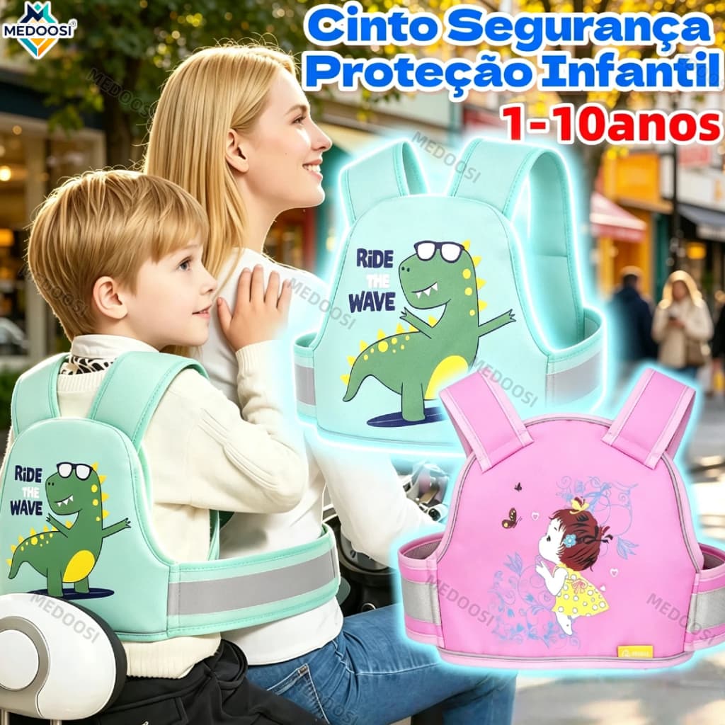 ​​​​Colete Cinto de Segurança Bebê/Infantil -Arnês Proteção Criança Ajustável Anti-Quebra para Motocicleta e Bicicleta
