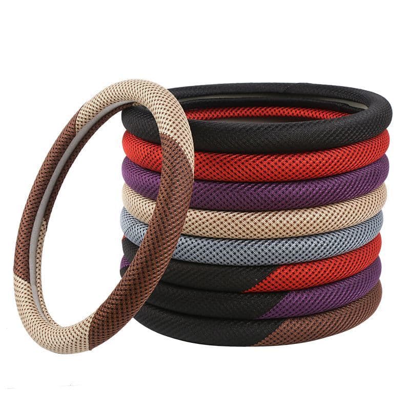 Capa protetora para volante de carro 38cm linho de seda gelada antiderrapante absorvente de suor tipo O/D capa para guid