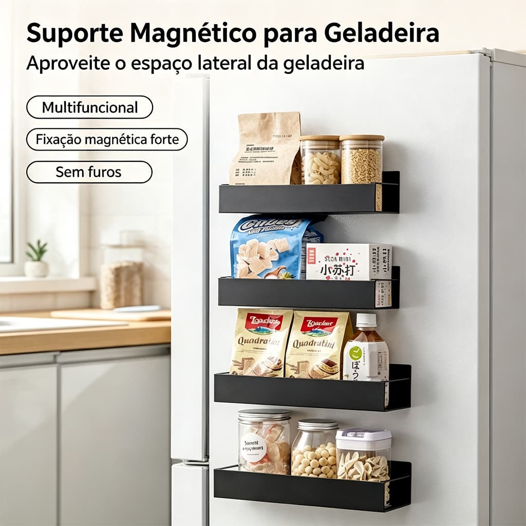 KIT2 Prateleira Cozinha Organizador Magnética Com Ímã Forte Para Geladeira Máquina De Lavar Temperos