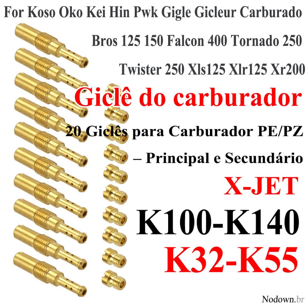 Kit 20 GiclêS Carburador Gigles Cg Fan Titan Bros 125 150 Keihin Koso OKO PWK PWM CBX150 200