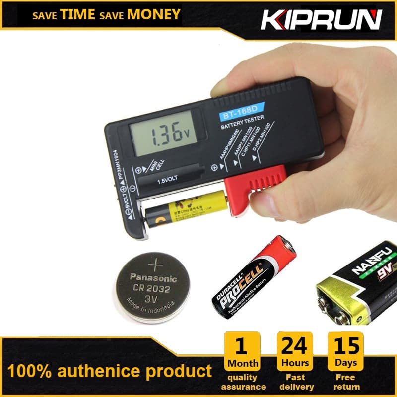 KIPRUN Inteligente LCD Digital Testador De Bateria Eletrônico Verificador De Medida De Energia Da Para 9V 1.5V AA AAA Cé