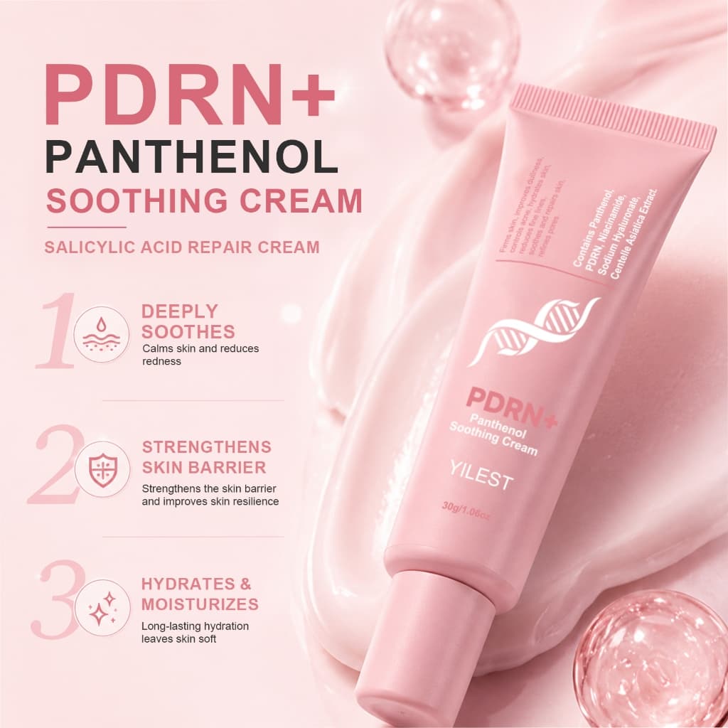 Creme Facial PDRN Ácido Salicílico Pantenol 30ml | Controla Oleosidade Reduz Poros Acne Firmador Calmante Hidrata