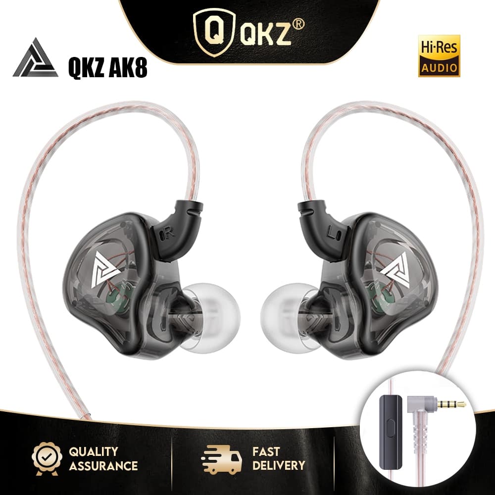 Novos Fones de Ouvido QKZ AK8 Dinâmicos Hi-Fi com Graves Potentes e Microfone