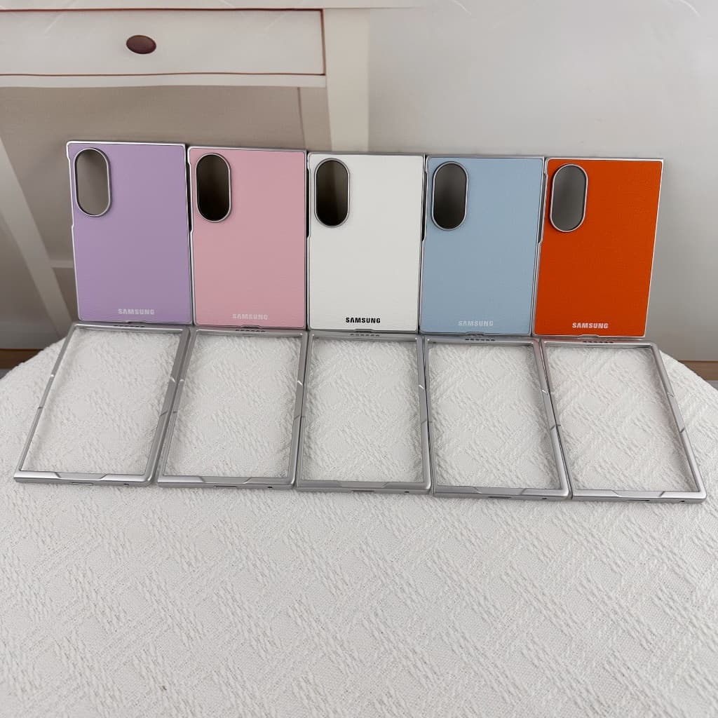 Padrão De Lichia De Couro Para Samsung Galaxy Z New Fold8 Fold8Ultra 7 6 5 4 Dopamina Color Series Simples E Elegante Ca
