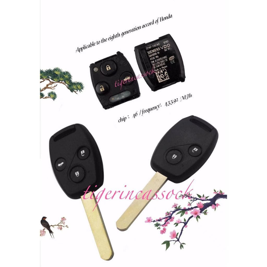 Honda Aplicável À Chave De Controle Remoto De Alça Reta Accord Duplicada De 8a Geração (chip 46/Frequência 433.92mhz