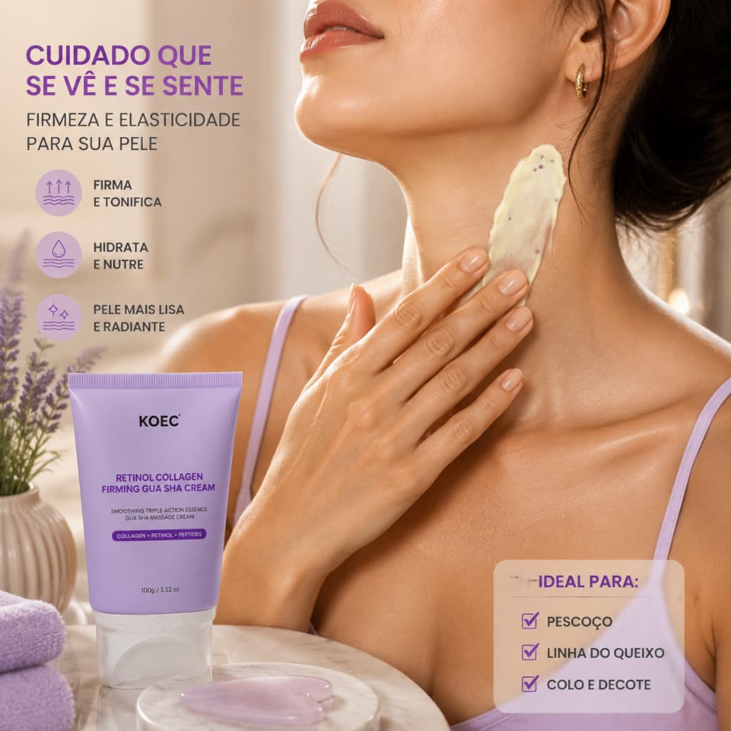 Creme Gua Sha com Colágeno Retinol para Cuidados com o Pescoço