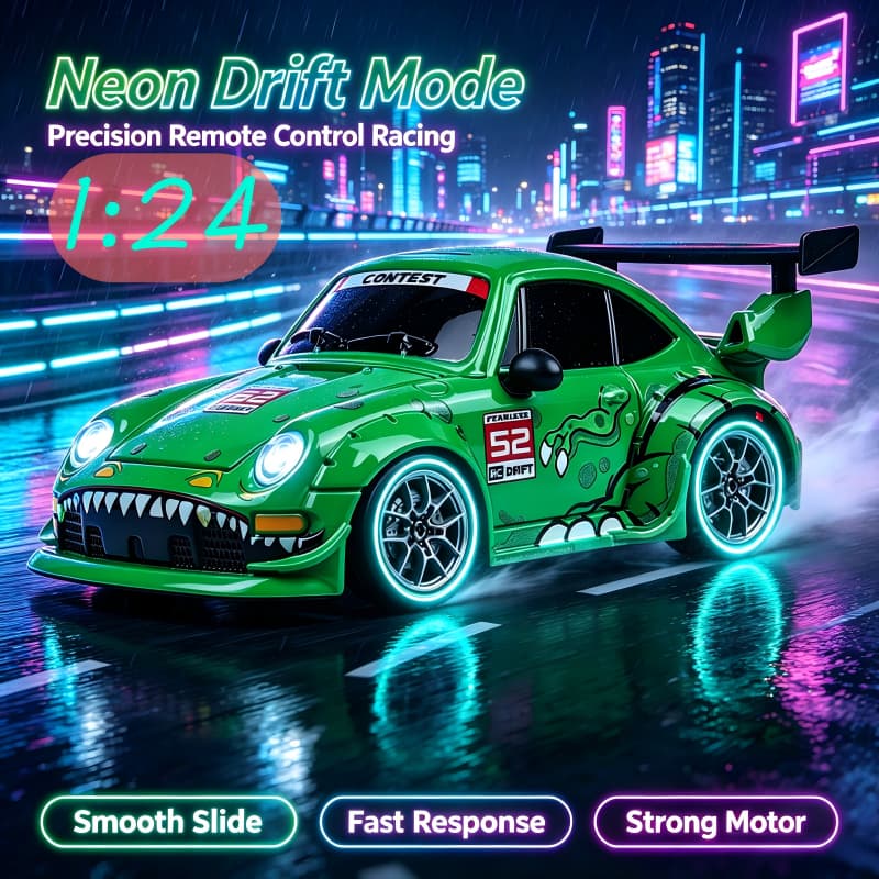 Nova Tração Nas Quatro Rodas 2.4g Rc Drift Liga Carro Escala Completa 1 : 24 De Controle Remoto Com Giroscópio Brinquedo