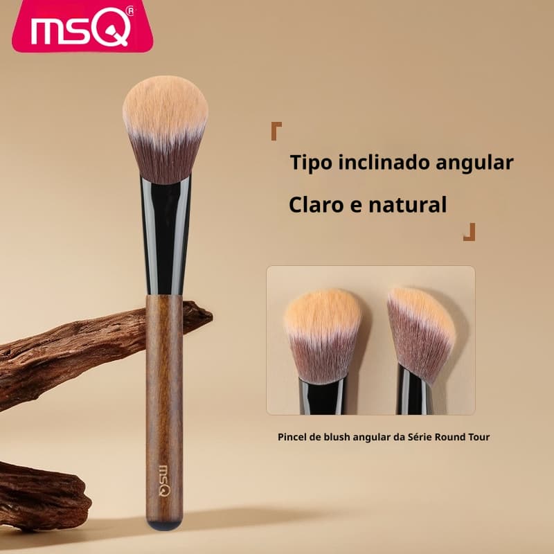 Pincel De Blush Angular MSQ-Fibra Biônica Premium E Cabo De Madeira Maciça , Ferramentas De Beleza Maquiagem Ultramacias