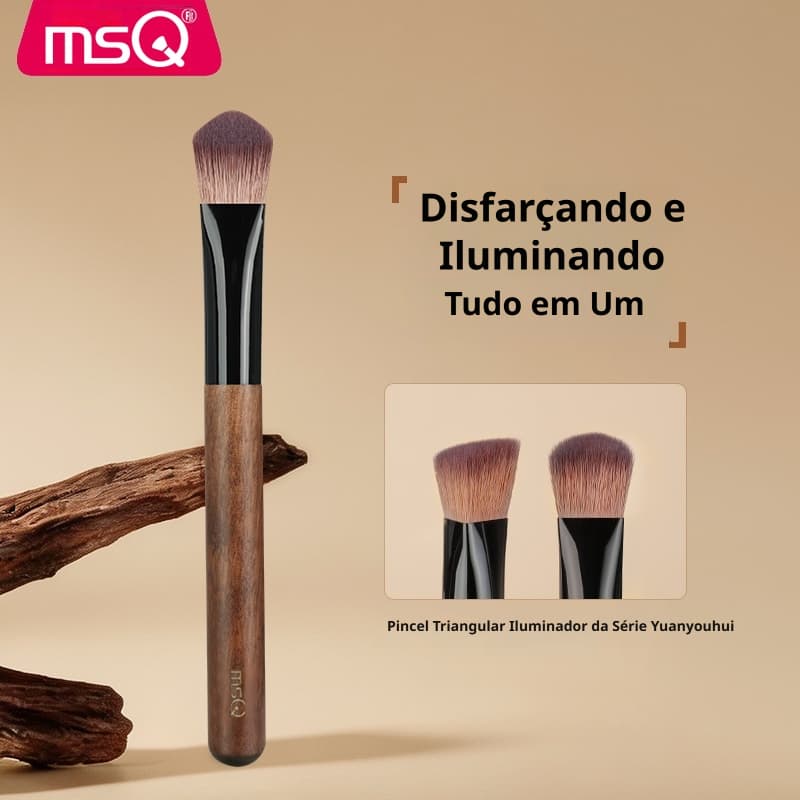 Pincel De Destaque De Corretivo Triangular De Precisão MSQ | Ferramenta De Maquiagem Iluminadora De Contorno De Cerdas B