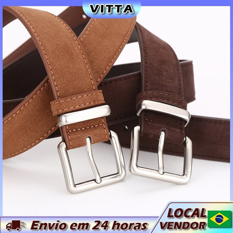 VITTA Retro Camurça Fosco Cinto Feminino Pin Fivela All-Match Jeans Cinto