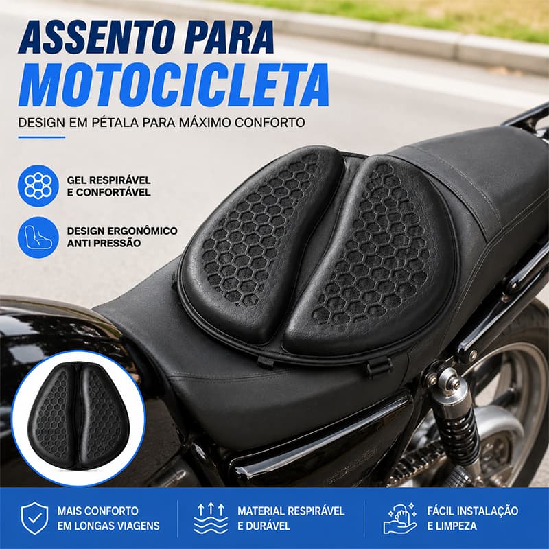 Assento frontal de gel colmeia para moto, anti-afundamento, aderência firme e encaixe perfeito