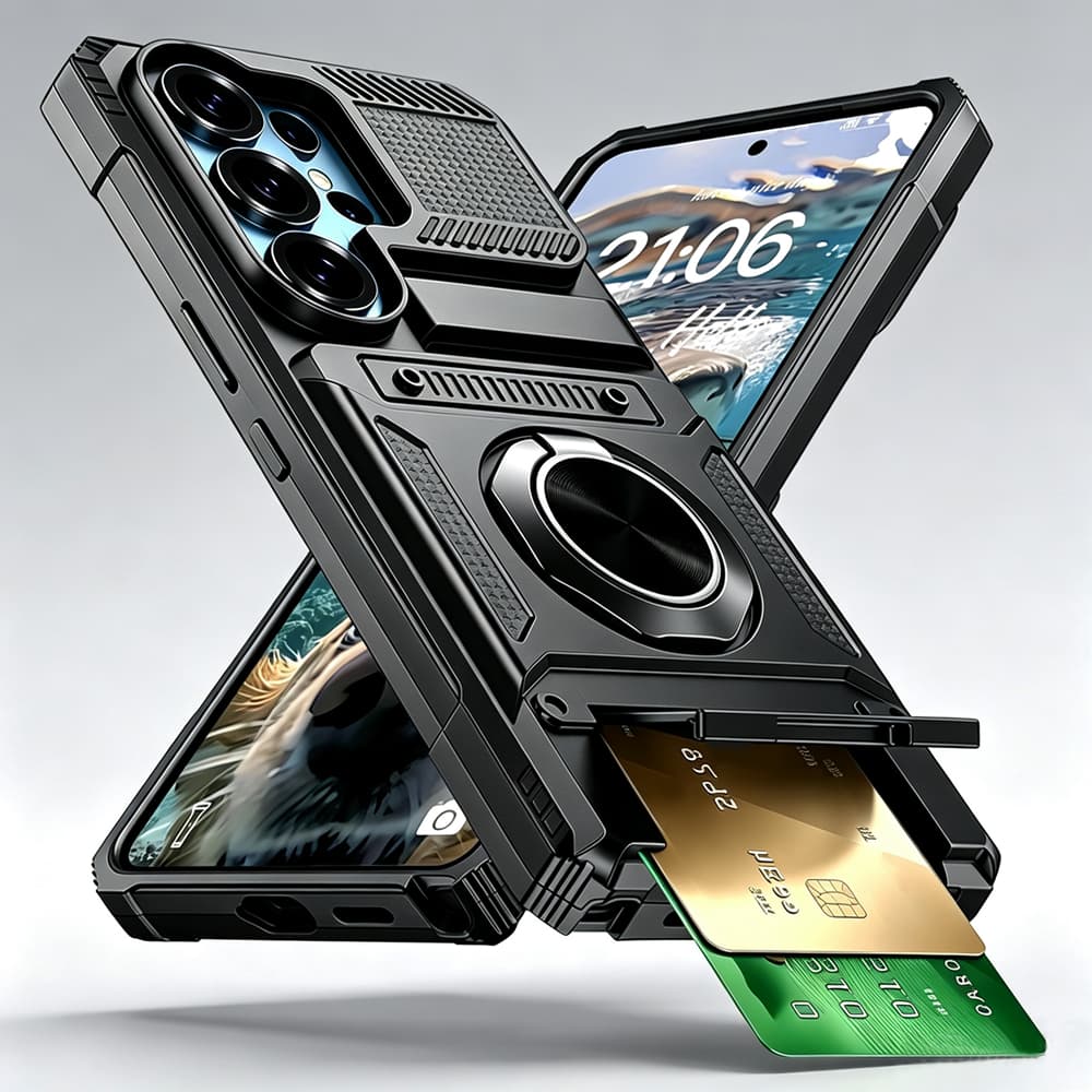 Caso rígido resistente a choques com suporte e slot Para Galaxy S26 Ultra S25 Ultra S26 Fe S24 Ultra A57 A56 A17