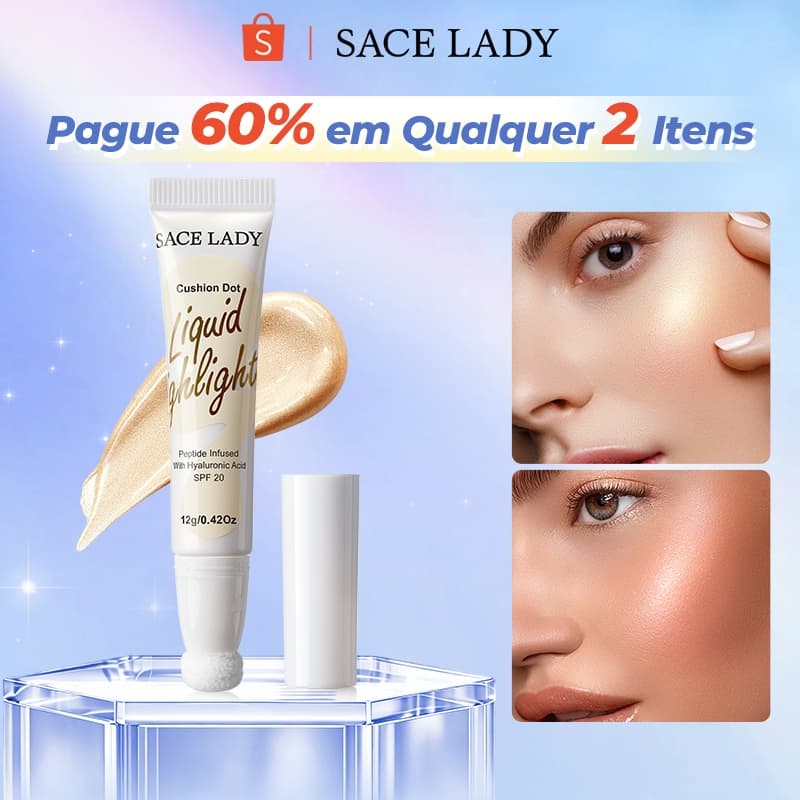 Iluminador Líquido SACE LADY Cushion Brilho Radiante Efeito 3D FPS20 Leve Maquiagem