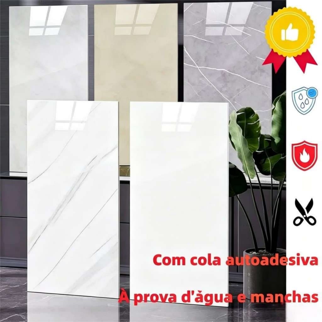 Filme de mármore 30x60cm, à prova d'água, adequado para cozinha, banheiro, sala de estar, fácil de remodelar
