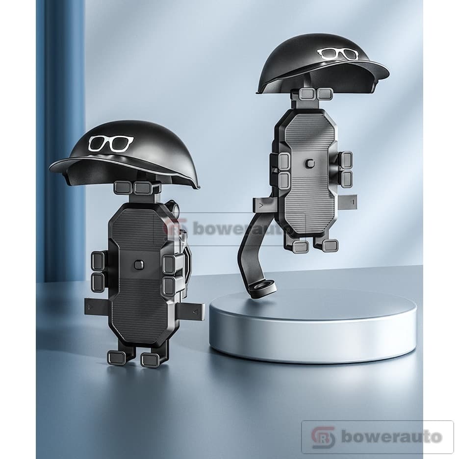 Suporte de Celular para Moto com Quebra Sol e Capa de Chuva, Guidão e Retrovisor, Preto