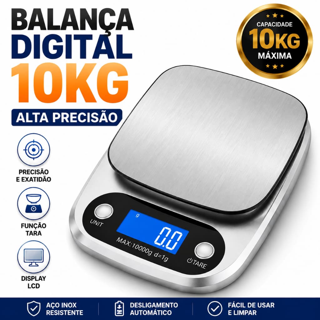 Balança de Cozinha Digital de Alta Precisão 0.1g/10kg Balança Eletrônica Culinária com Display LCD