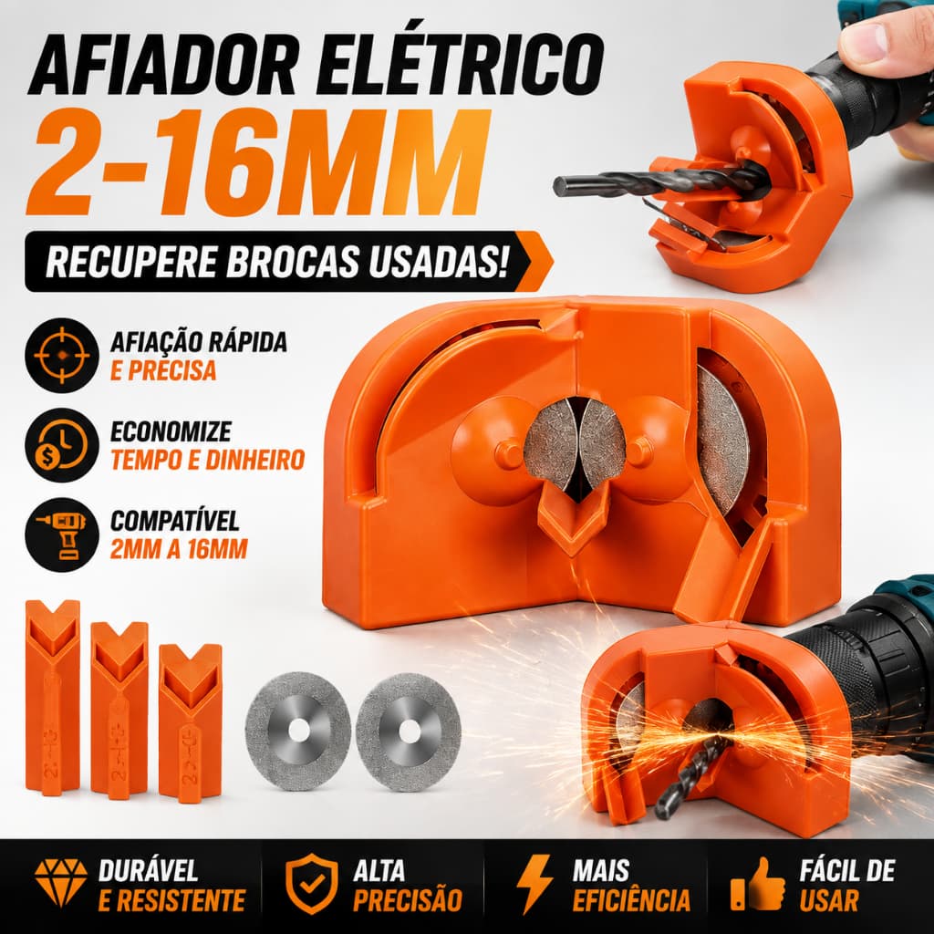 Afilador de Brocas Multiuso Elétrico, Broca de Afiamento Rápido - 2 a 16mm Afiador de brocas