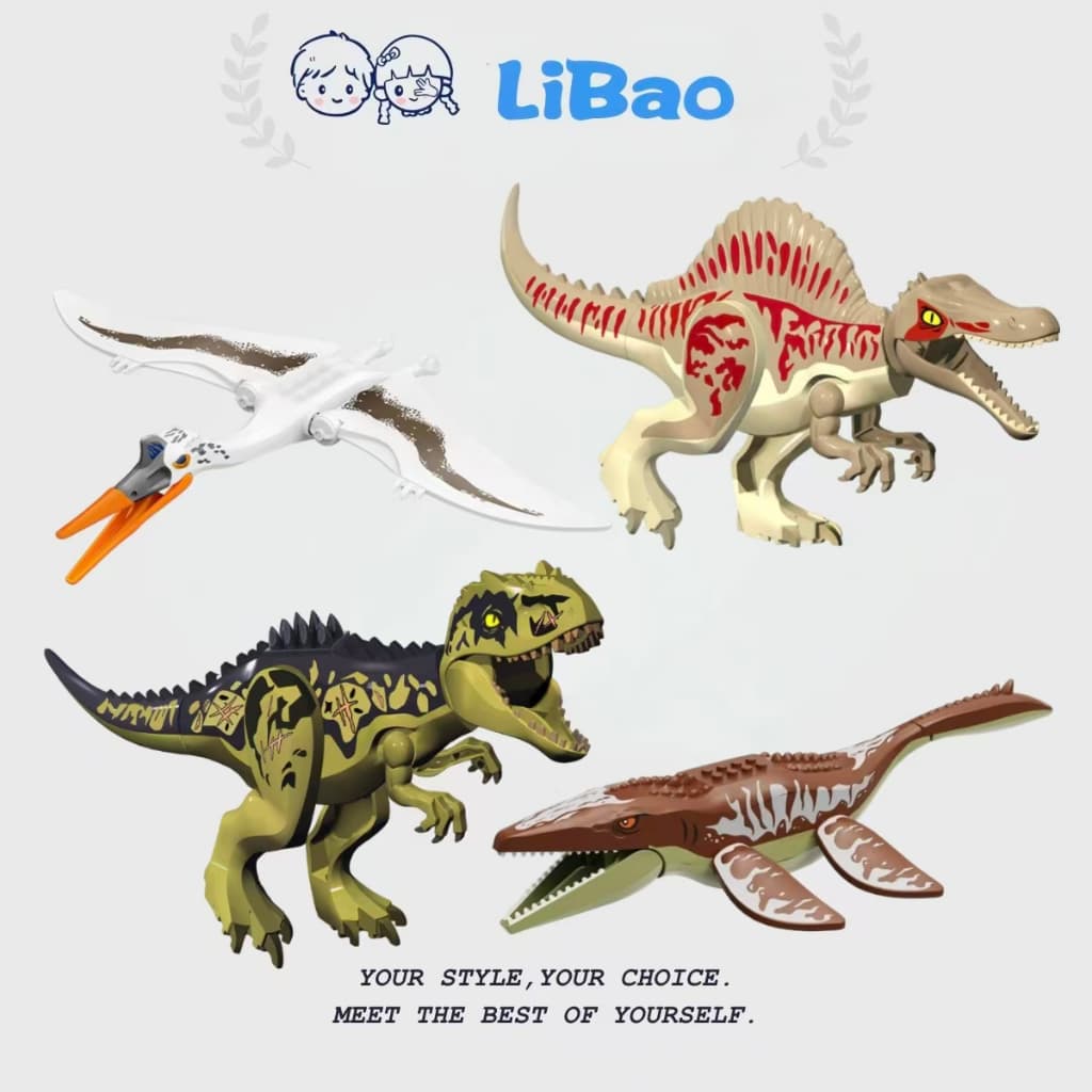 [Extra Grande] Gigante Besta Dragão Jurássico Dinossauro Blocos De Construção Velociraptor Tirânico Carnívoro Bullosauru