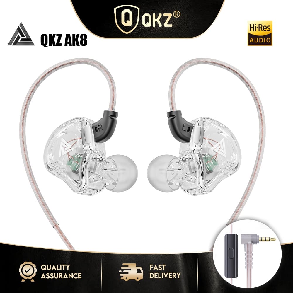 Novos Fones de Ouvido QKZ AK8 Dinâmicos Hi-Fi com Graves Potentes e Microfone