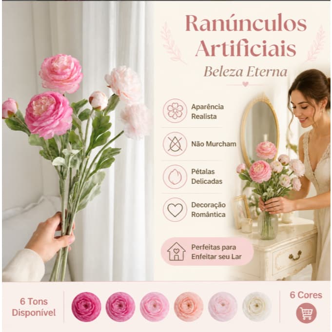 Decoração de Flor de Lótus Artificial com 3 Cabeças para Sala de Estar, Flor de Peônia, Estilo Ocidental, Vermelha, Arti