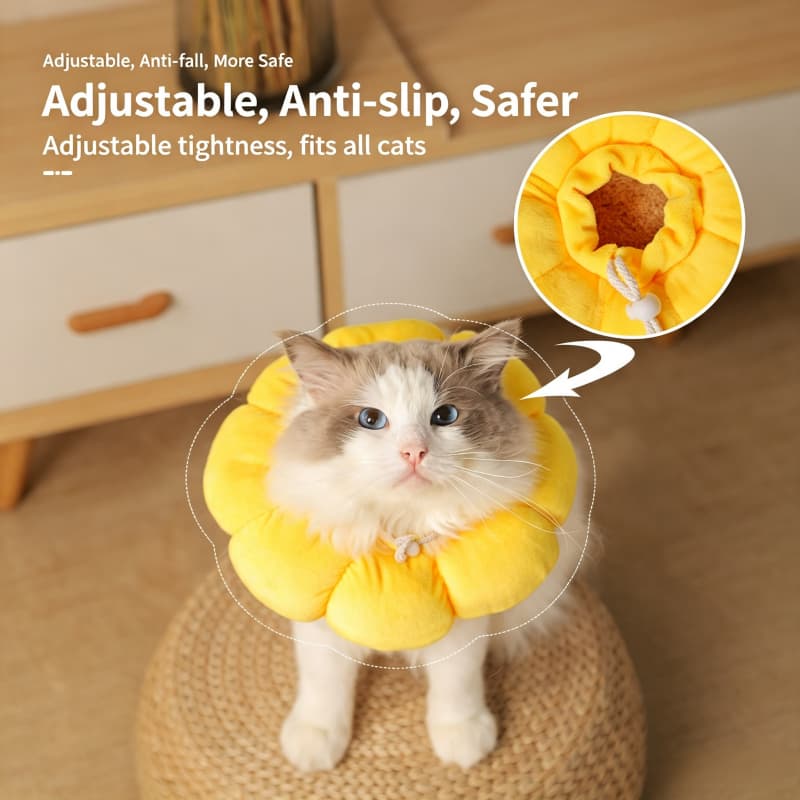 Coleira para cachorro e gato, coleira protetora de girassol, coleira pós-operatória, anti-lamber, cor sólida amarela, ta