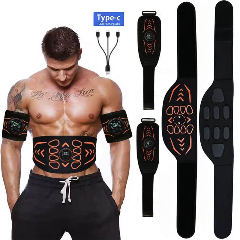 Estimulador ABS Inteligente Tonificação Abdominal Cinto Toner Muscular Carga USB Modelagem Corporal Fitness Massagem Tre