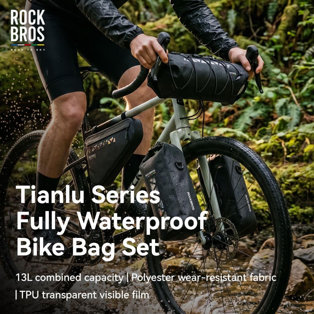 ROCKBROS Road TO SKY 13L Conjunto Completo À Prova D'água Para Bicicleta Bolsa Guiador + Quadro Triângulo Bolsas Garfo D