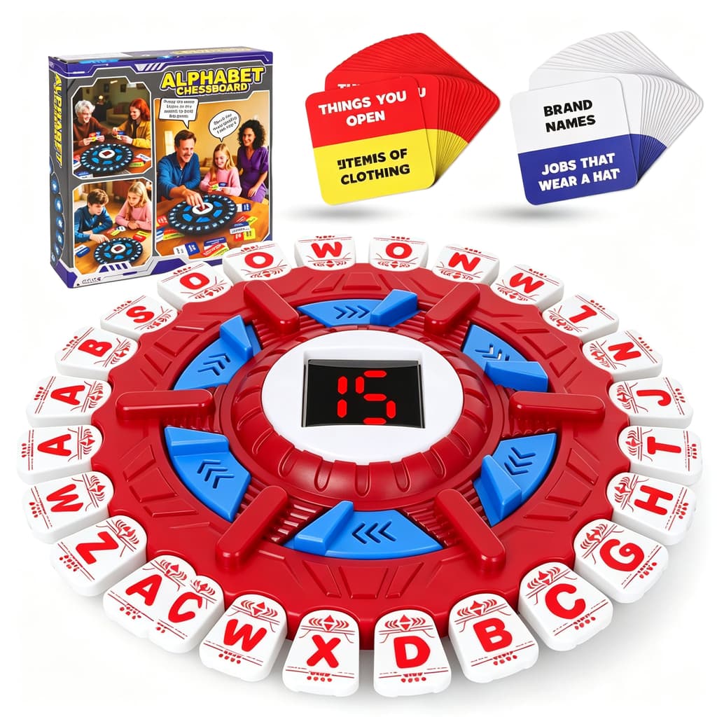 Jogo Interativo Letras Categorias, Painel Eletrônico Cronômetro, 144 Cartas, Ritmo Acelerado, Tabuleiro Família Adultos