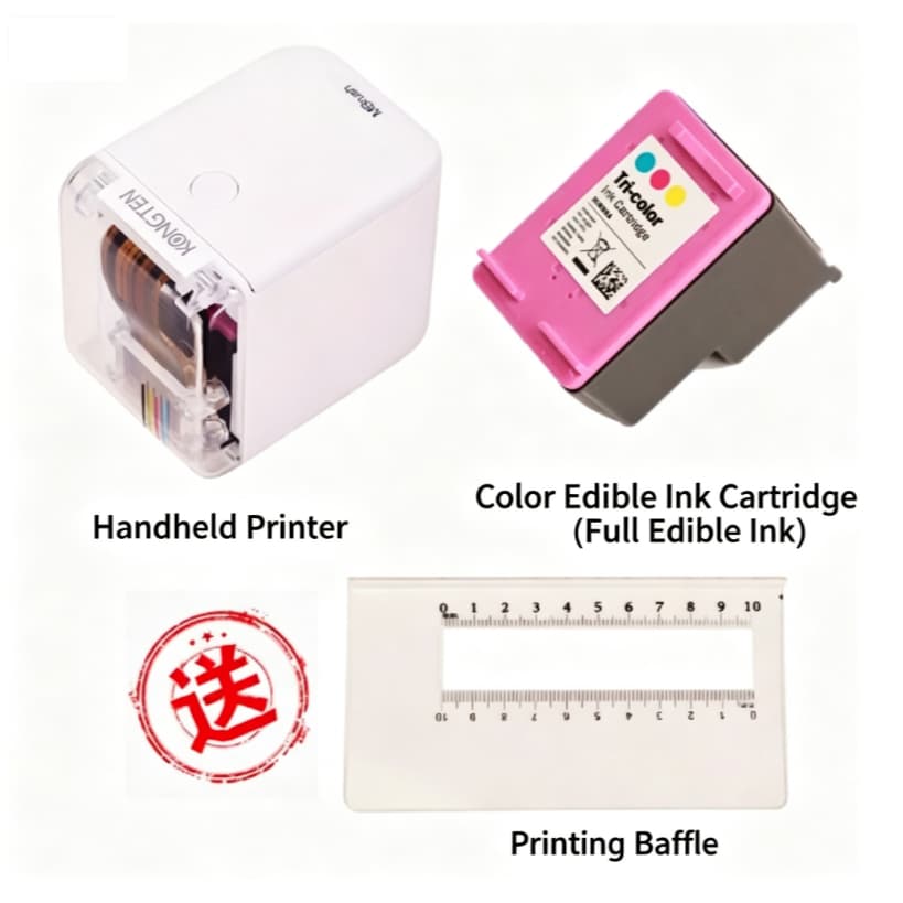 mini Impressora Jato De Tinta Kongten Mbrush Com Cartucho Comestível , Personalização WiFi Móvel Colorida Sem Fio Portát
