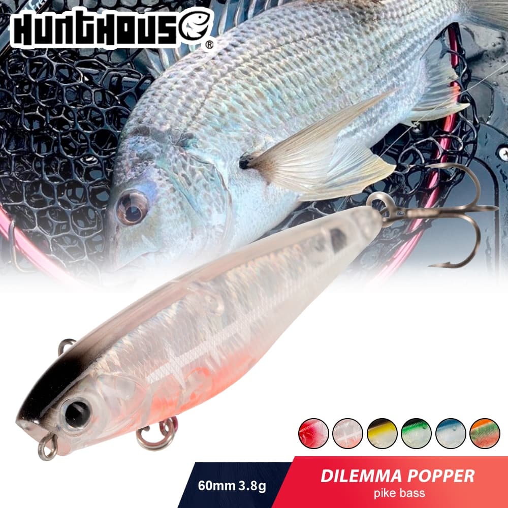 Hunthouse Dilema Popper Lápis Isca De Pesca Mini Superfície Flutuante Dura 60mm 3.8g Topwater WTD Para Pique Truta Baixo