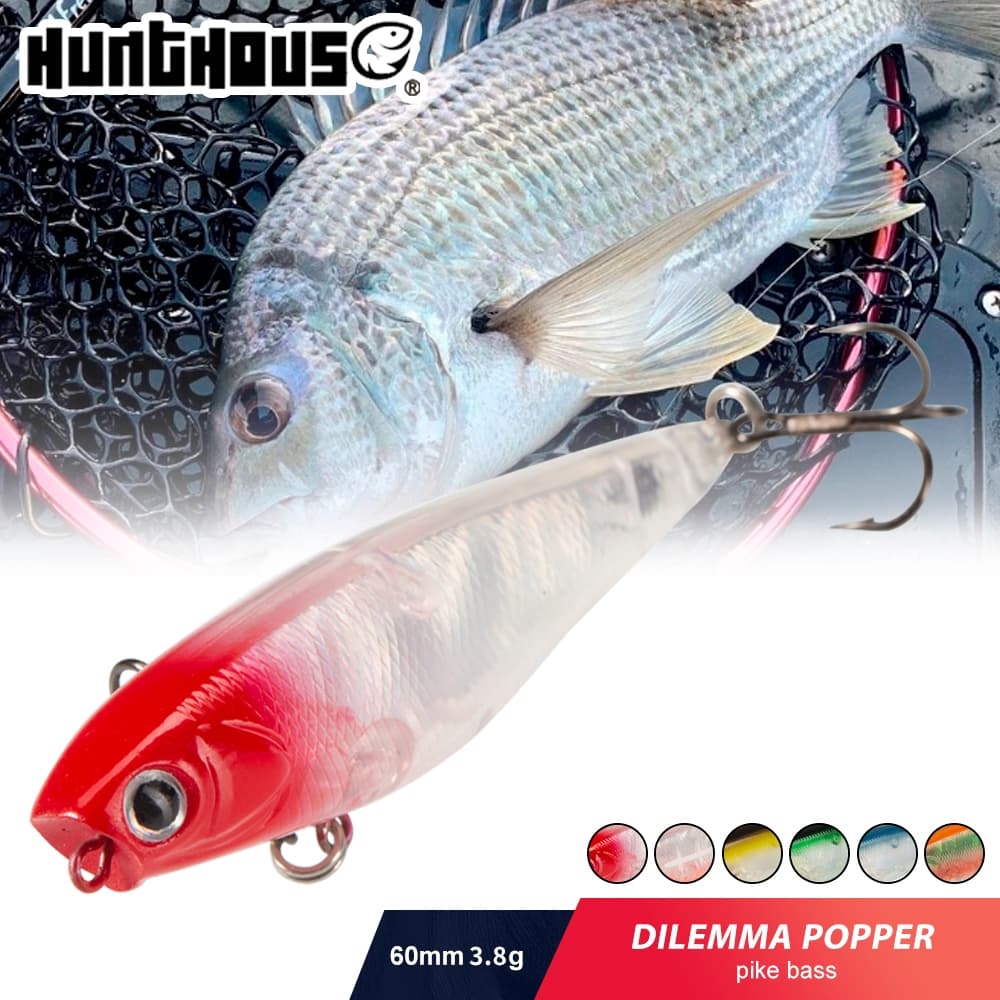 Hunthouse Dilema Popper Lápis Isca De Pesca Mini Superfície Flutuante Dura 60mm 3.8g Topwater WTD Para Pique Truta Baixo