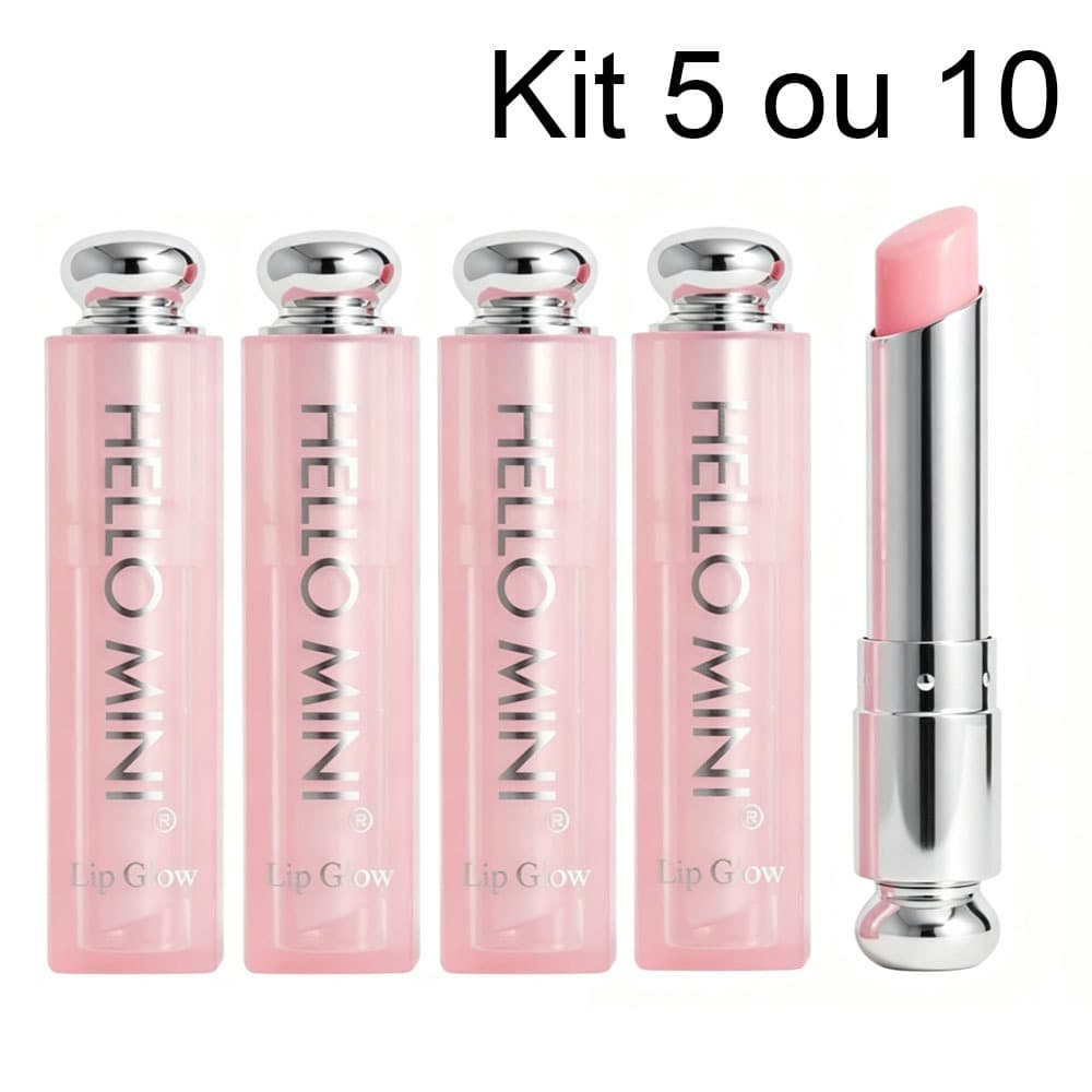 Kit 5/10 Batom Hidratante Hello Mini Lip Glow - Muda de Cor com pH dos Lábios