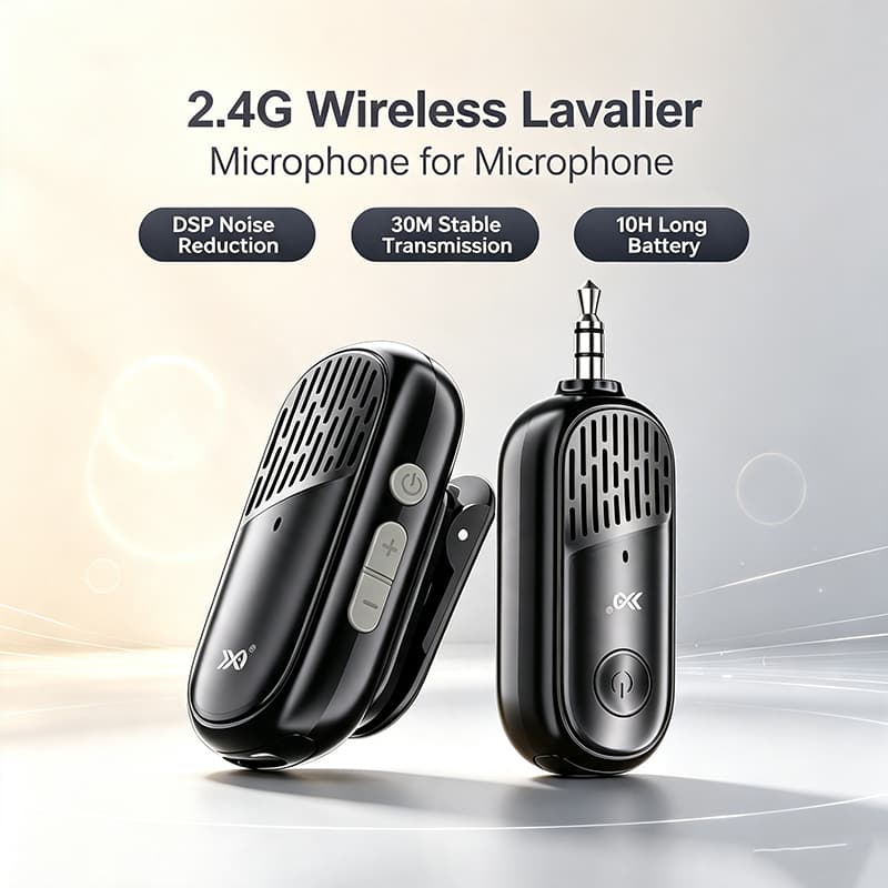 Microfone De Lapela Sem Fio 2.4G Para iPhone Android Condensador Omnidirecional Com Ruído DSP Guia Turístico De Treiname